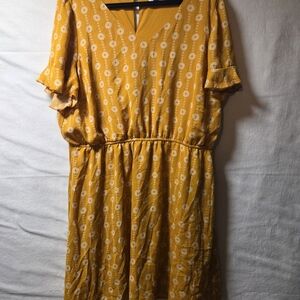 C. Wonder Mustard Floral Midi Dress